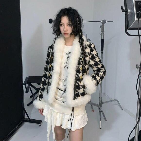 Vintage Faux Fur Jacket Indie Sleaze 90s Vamp Grunge - Picture 3 of 5